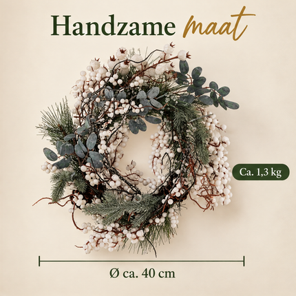 infographic opus55 infographic 3 - Cheqo® Kerstkrans 40 cm met Witte Bessen en Dennenappels