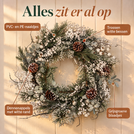 infographic opus55 infographic 2 - Cheqo® Kerstkrans 50 cm met Witte Bessen en Dennenappels