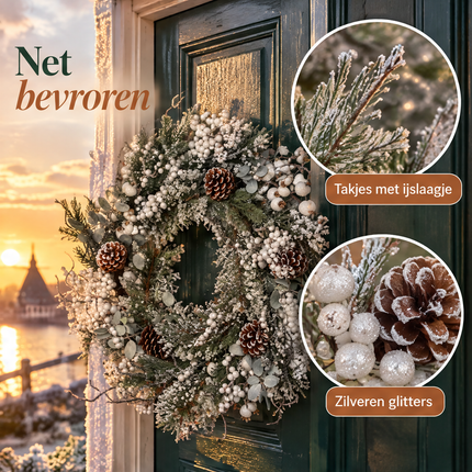 infographic opus55 infographic 3 - Cheqo® Kerstkrans 50 cm met Witte Bessen en Dennenappels
