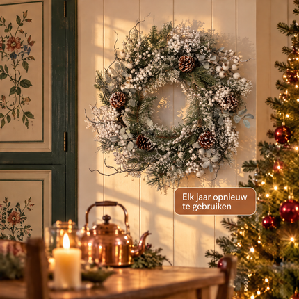 infographic opus55 infographic 6 - Cheqo® Kerstkrans 50 cm met Witte Bessen en Dennenappels