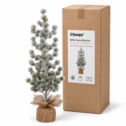 infographic opus55 verpakking - Cheqo® Mini Kerstboom 55 cm met Sneeuw