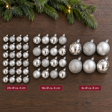 infographic opus55 infographic 3 - Cheqo® Kerstballen Set van 46 Zilver