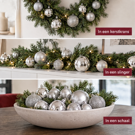 infographic opus55 infographic 5 - Cheqo® Kerstballen Set van 46 Zilver