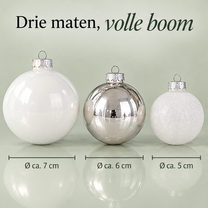 infographic opus55 infographic 4 - Cheqo® Kerstballen Set van 42 Wit en Zilver