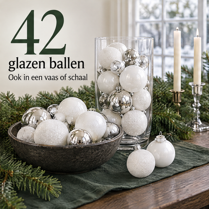 infographic opus55 infographic 6 - Cheqo® Kerstballen Set van 42 Wit en Zilver