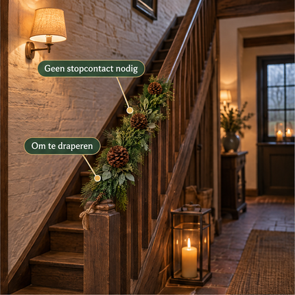 infographic opus55 infographic 2 - Cheqo® Kerstslinger 180 cm met Dennenappels en Eucalyptusblad