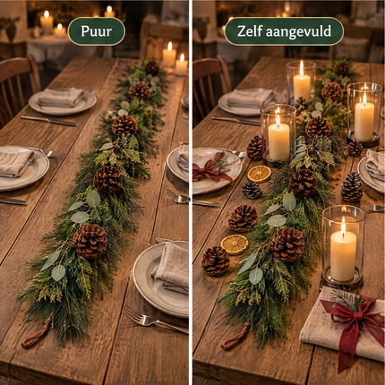 infographic opus55 infographic 4 - Cheqo® Kerstslinger 180 cm met Dennenappels en Eucalyptusblad