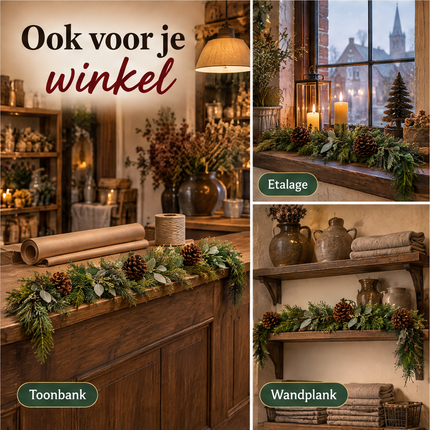 infographic opus55 infographic 5 - Cheqo® Kerstslinger 180 cm met Dennenappels en Eucalyptusblad