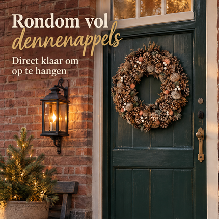 infographic opus55 infographic 1 - Cheqo® Kerstkrans 50 cm van Dennenappels met Perzik Accenten