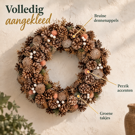 infographic opus55 infographic 3 - Cheqo® Kerstkrans 50 cm van Dennenappels met Perzik Accenten