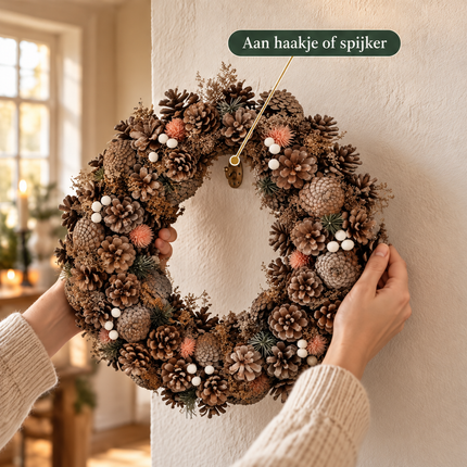 infographic opus55 infographic 4 - Cheqo® Kerstkrans 50 cm van Dennenappels met Perzik Accenten