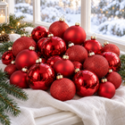 infographic opus55 hoofdafbeelding - Cheqo® Kerstballen Set van 42 Rood