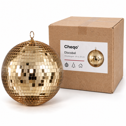 infographic opus55 verpakking - Cheqo® Discobal 25 cm Champagne