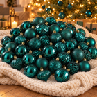 infographic opus55 hoofdafbeelding - Cheqo® Kerstballen Set van 60 Donkergroen