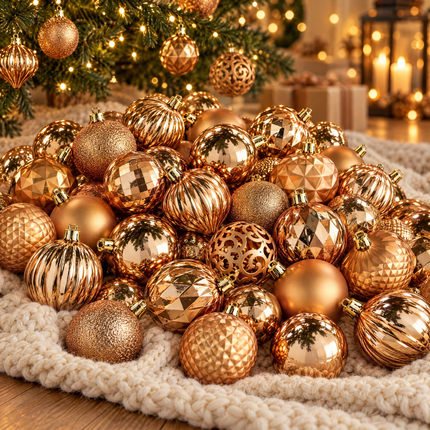 infographic opus55 hoofdafbeelding - Cheqo® Kerstballen Set van 60 Koper