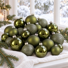 infographic opus55 hoofdafbeelding - Cheqo® Kerstballen Set van 26 Groen