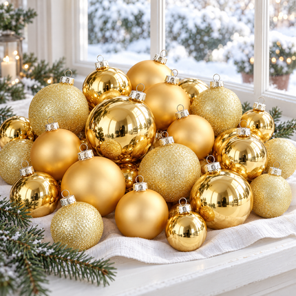 infographic opus55 hoofdafbeelding - Cheqo® Kerstballen Set van 26 Goud