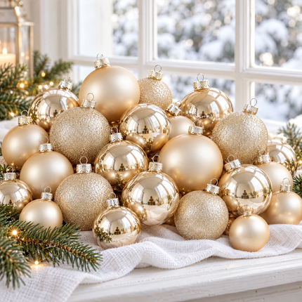 infographic opus55 hoofdafbeelding - Cheqo® Kerstballen Set van 26 Champagne