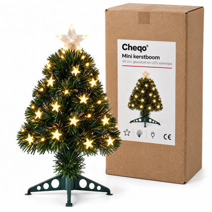 infographic opus55 verpakking - Cheqo® Mini Kerstboom 45 cm met Verlichting Warm Wit