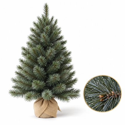 infographic opus55 hoofdafbeelding - Cheqo® Mini Kerstboom 60 cm met Witte Naaldpuntjes zonder Verlichting