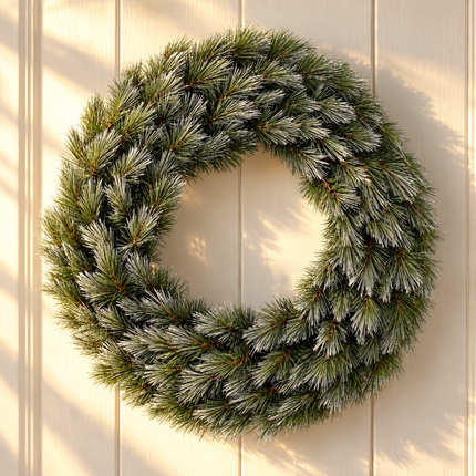 infographic opus55 hoofdafbeelding - Cheqo® Kerstkrans 45 cm Groen met Bevroren Look