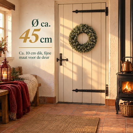 infographic opus55 infographic 3 - Cheqo® Kerstkrans 45 cm Groen met Bevroren Look