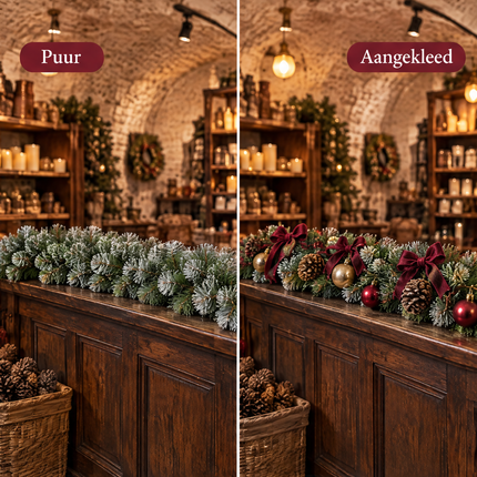 infographic opus55 infographic 2 - Cheqo® Kerstslinger 270 cm Groen met Witte Puntjes