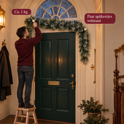 infographic opus55 infographic 5 - Cheqo® Kerstslinger 270 cm Groen met Witte Puntjes