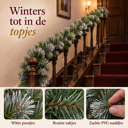 infographic opus55 infographic 2 - Cheqo® Kerstslinger 180 cm Groen met Witte Puntjes