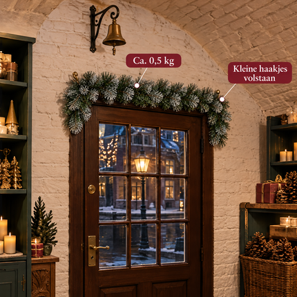 infographic opus55 infographic 3 - Cheqo® Kerstslinger 180 cm Groen met Witte Puntjes