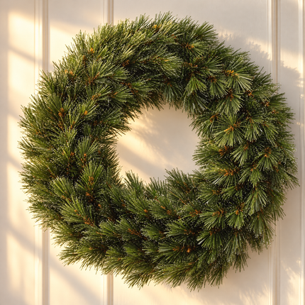 infographic opus55 hoofdafbeelding - Cheqo® Kerstkrans 45 cm met Witte Naaldpuntjes zonder Verlichting