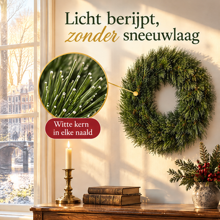 infographic opus55 infographic 1 - Cheqo® Kerstkrans 45 cm met Witte Naaldpuntjes zonder Verlichting