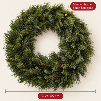 infographic opus55 infographic 4 - Cheqo® Kerstkrans 45 cm met Witte Naaldpuntjes zonder Verlichting