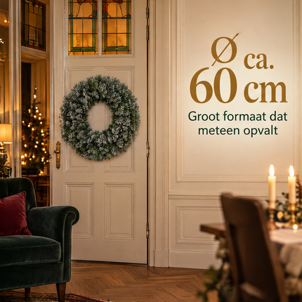 infographic opus55 infographic 3 - Cheqo® Kerstkrans 60 cm met Witte Naaldpuntjes en Zachte Naalden