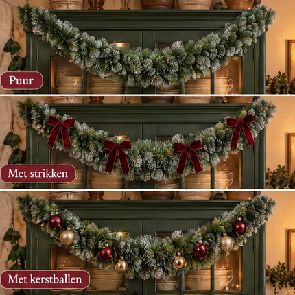 infographic opus55 infographic 3 - Cheqo® Kerstslinger 180 cm Groen Gebogen met Witte Puntjes