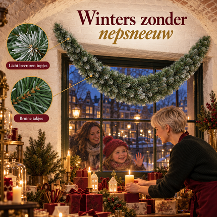 infographic opus55 infographic 5 - Cheqo® Kerstslinger 180 cm Groen Gebogen met Witte Puntjes