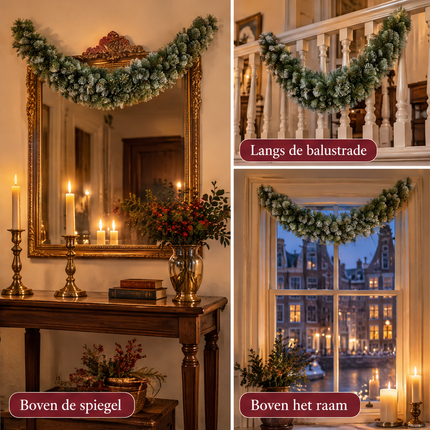 infographic opus55 infographic 6 - Cheqo® Kerstslinger 180 cm Groen Gebogen met Witte Puntjes