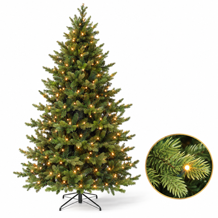 infographic opus55 hoofdafbeelding - Cheqo® Kunstkerstboom 185 cm met Verlichting Extra Warm Wit