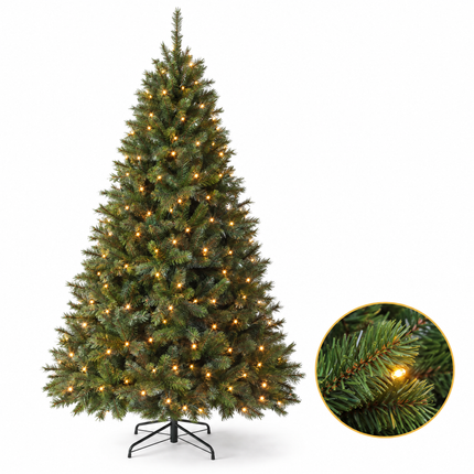 infographic opus55 hoofdafbeelding - Cheqo® Kunstkerstboom 185 cm met Verlichting Warm Wit