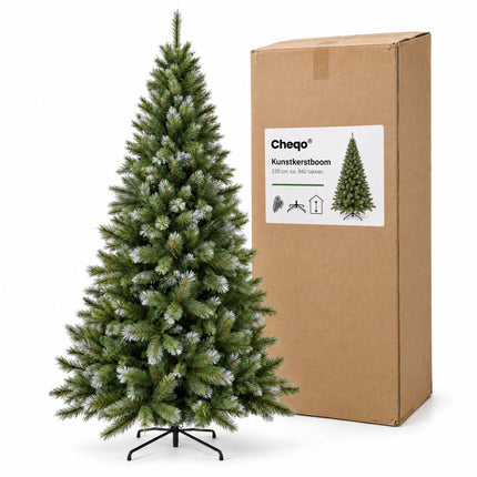 infographic opus55 verpakking - Cheqo® Kunstkerstboom 230 cm met Witte Naaldpuntjes