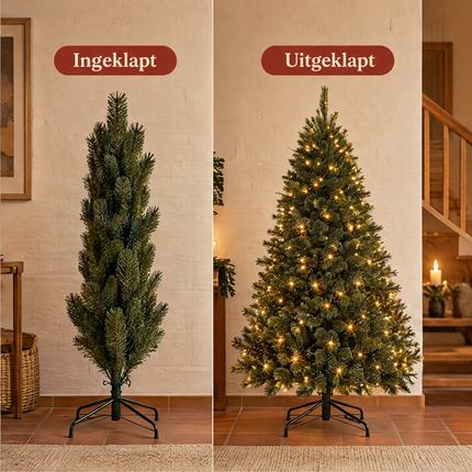 infographic opus55 infographic 3 - Cheqo® Kunstkerstboom 155 cm met Verlichting Warm Wit