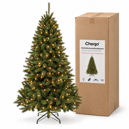 infographic opus55 verpakking - Cheqo® Kunstkerstboom 155 cm met Verlichting Warm Wit