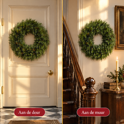 infographic opus55 infographic 2 - Cheqo® Kerstkrans 60 cm met Witte Naaldpuntjes zonder Verlichting