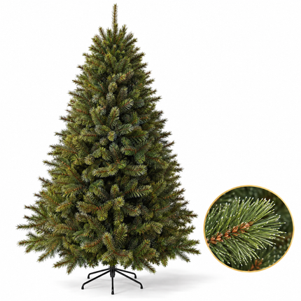 infographic opus55 hoofdafbeelding - Cheqo® Kunstkerstboom 185 cm met Witte Naaldpuntjes zonder Verlichting