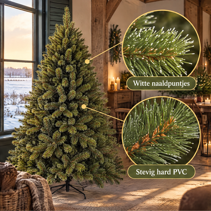 infographic opus55 infographic 2 - Cheqo® Kunstkerstboom 185 cm met Witte Naaldpuntjes zonder Verlichting