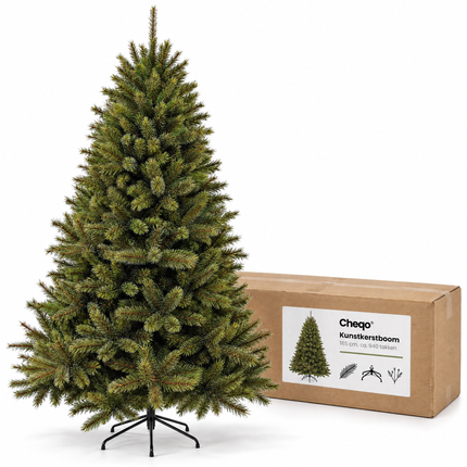 infographic opus55 verpakking - Cheqo® Kunstkerstboom 185 cm met Witte Naaldpuntjes zonder Verlichting