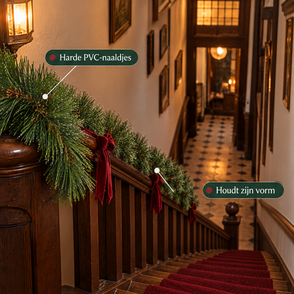 infographic opus55 infographic 2 - Cheqo® Kerstslinger 270 cm Groen met Witte Puntjes