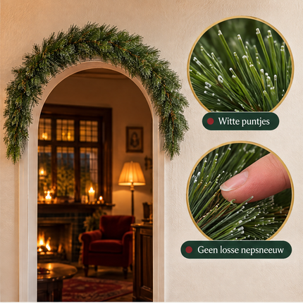 infographic opus55 infographic 3 - Cheqo® Kerstslinger 270 cm Groen met Witte Puntjes