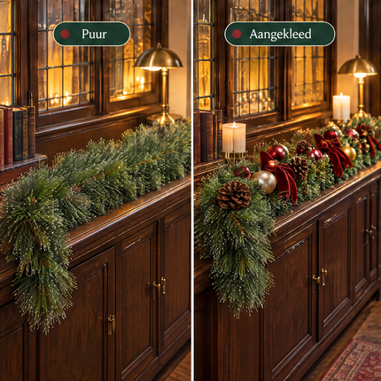 infographic opus55 infographic 4 - Cheqo® Kerstslinger 270 cm Groen met Witte Puntjes