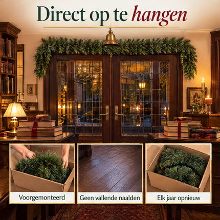 infographic opus55 infographic 5 - Cheqo® Kerstslinger 270 cm Groen met Witte Puntjes